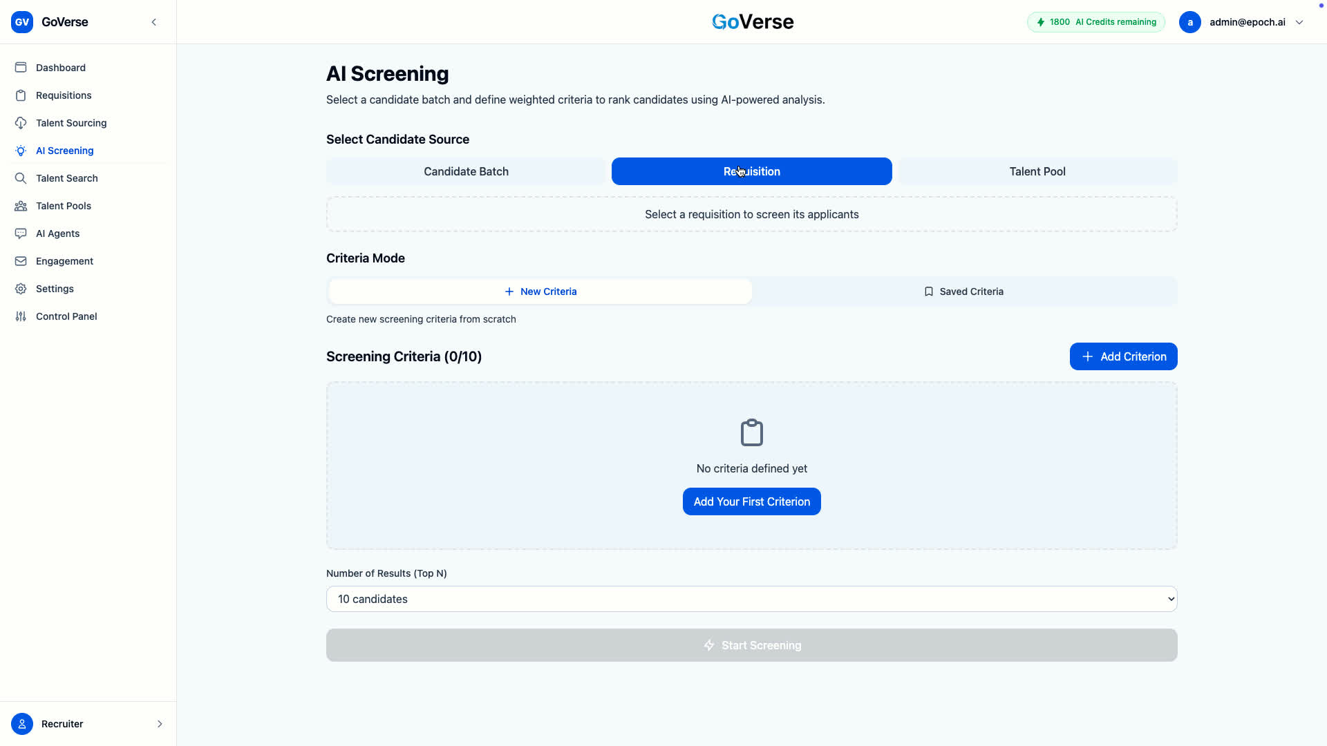 Your First AI Screening in 60 Seconds